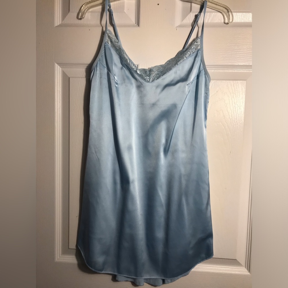 Avidlove Blue Satin Lace Lingerie Nightgown S